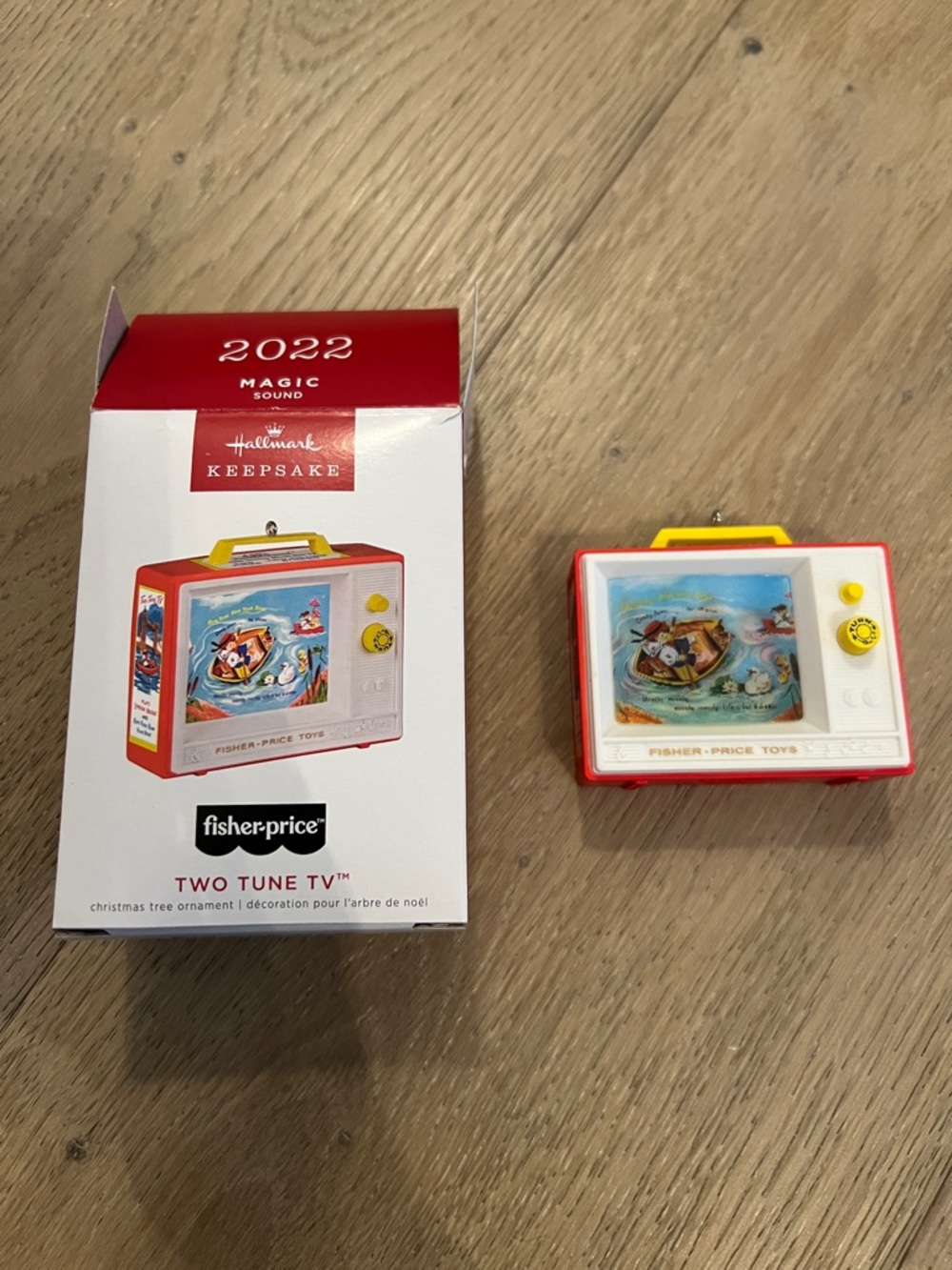 Fisher-Price Retro TV Ornament in Red, White, Yellow